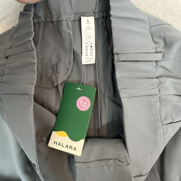 Halara Pants Womens Large Reg Grey High Rise Straight Leg Career Preppy NWT - Picture 7 of 11